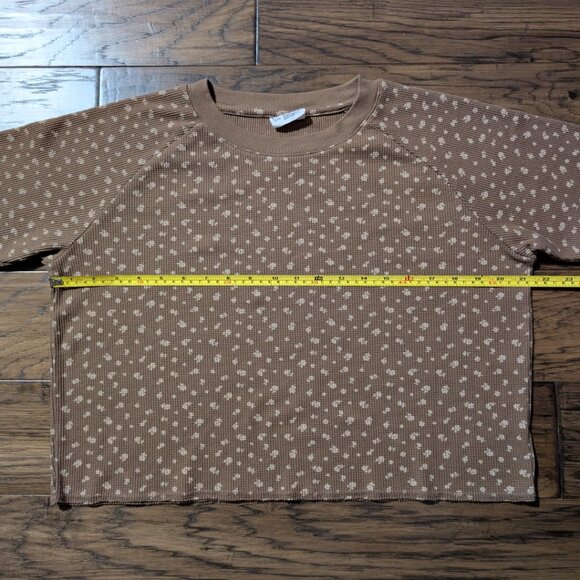Gap kids waffle crew neck long sleeve shirt brown floral size XXL - Picture 5 of 12